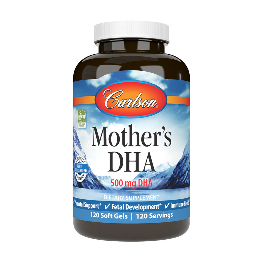 Докозагексаєнова кислота Carlson Labs Mother's DHA для вагітних і матерів-годувальниць, 500 мг, 120 гелевих капсул