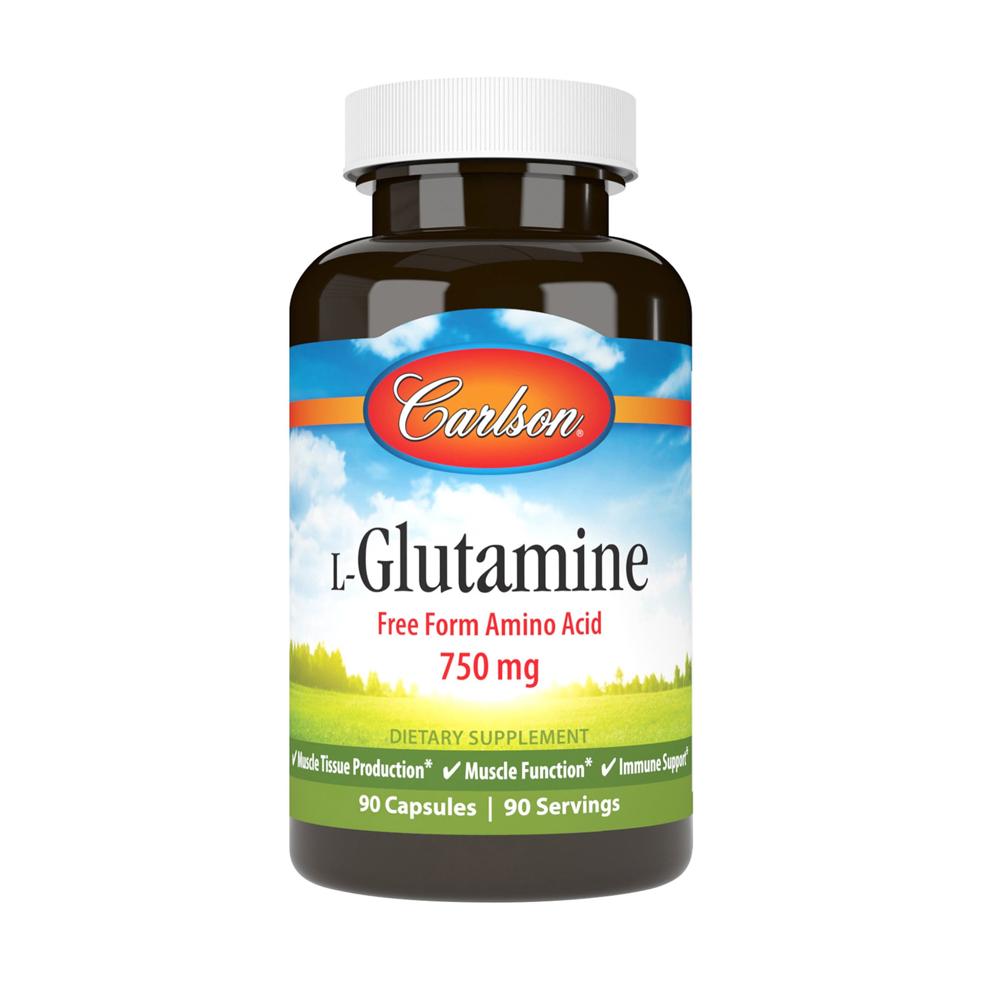 L-Глютамін Carlson Labs L-Glutamine Free Form Amino Acid 750 мг, 90 капсул