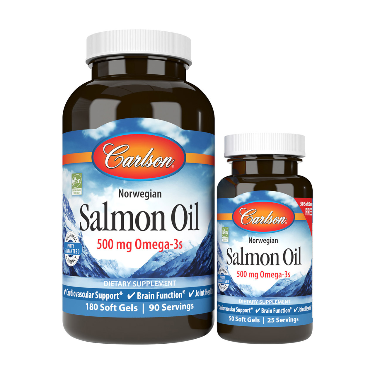 Лососевий жир Carlson Labs Salmon Oil 500 мг, 180+50 гелевих капсул